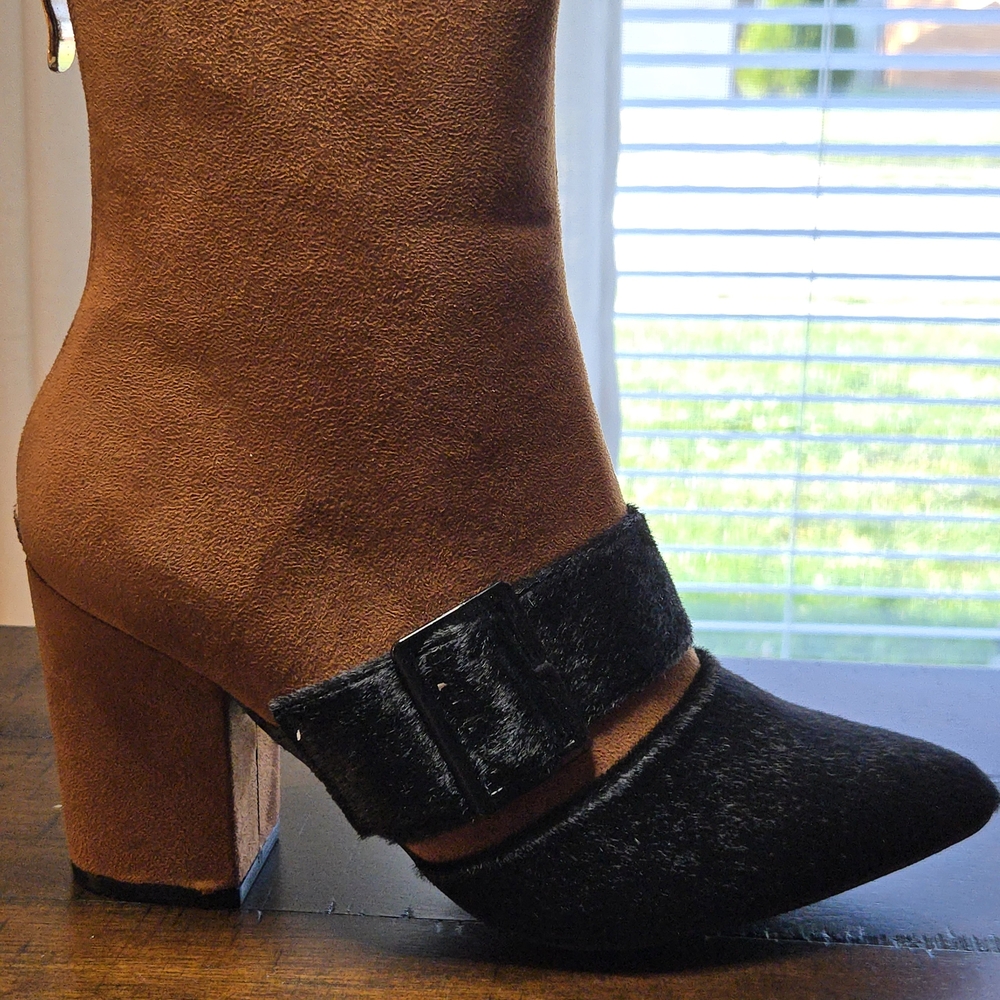 Chic Brown and Black Ankle‎ Boots
